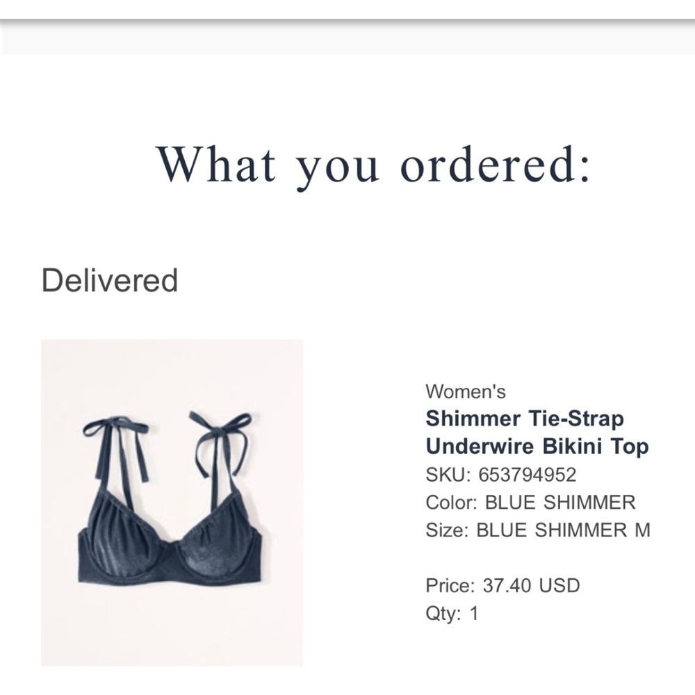 NWT Abercrombie Blue Shimmer Bikini Top & Bottom